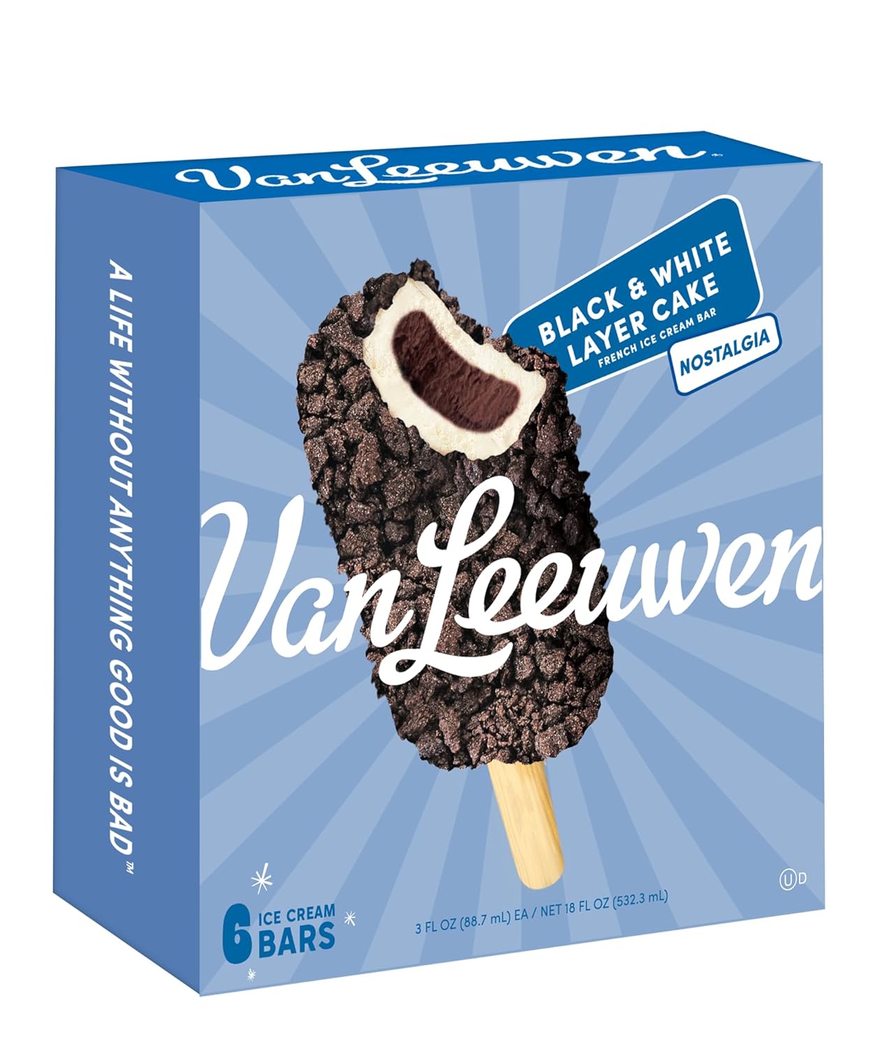 Van Leeuwen Black & White Layer Cake Ice Cream Bars, 6 Ct 18oz - Chocolate Vanilla Cookie Frozen Treats