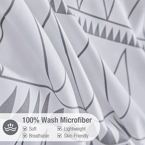 Miniatura 4 de Lekesky - Juego de funda de edredón de 3 piezas color blanco, estilo bohemio, tamaño Queen, 100% microfibra lavada, ultra suave, transpirable, con