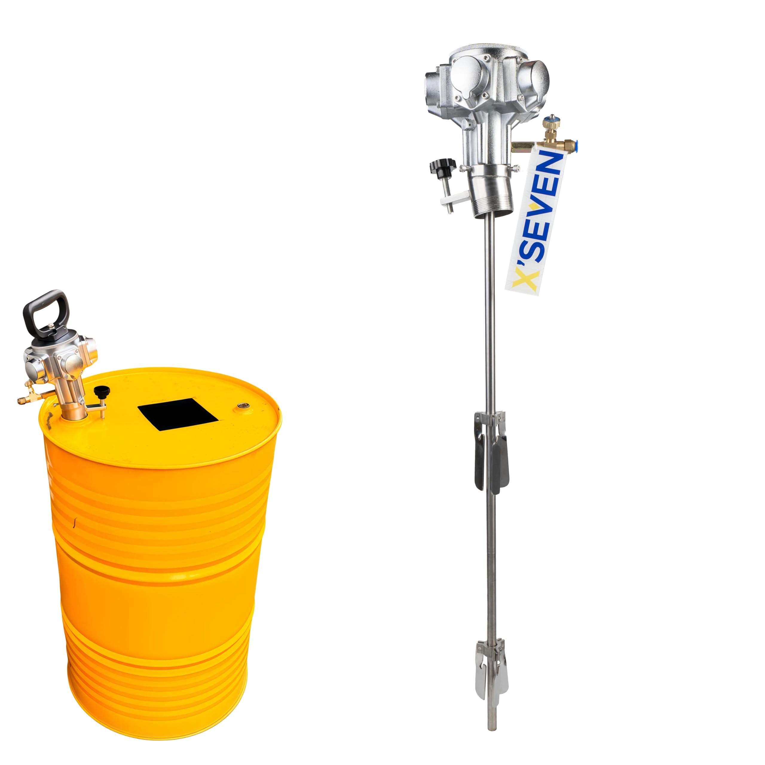 3/4 HP 55 Gallon Bung Mount Mixer | Pneumatic Drum Agitator, 2" NPT Bung Adapter, Variable Speed, Fits Closed Head 55 Gallon Drums