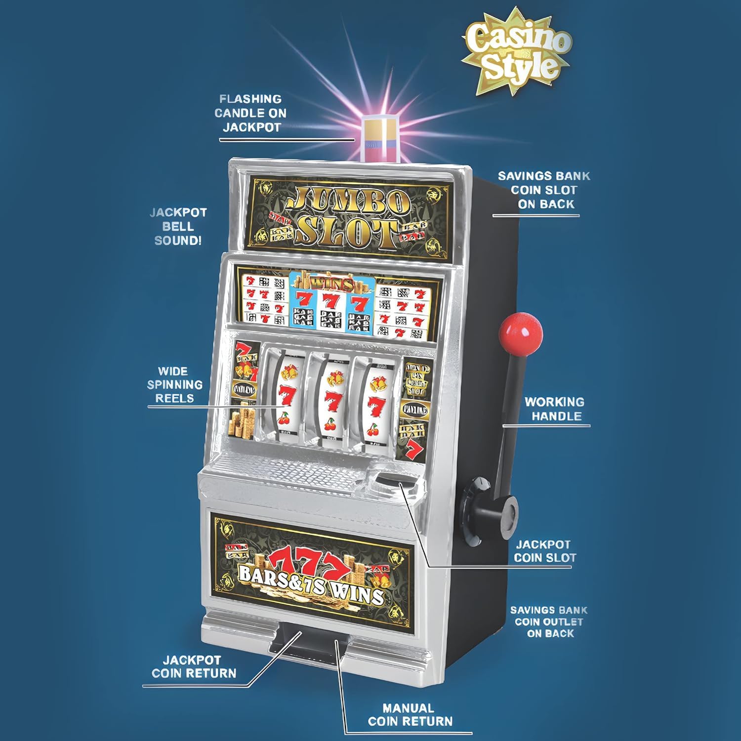 JACKPOT カジノセブン Lucky Sevens Jumbo Slot Machine Casino Toy Piggy Bank Replica with