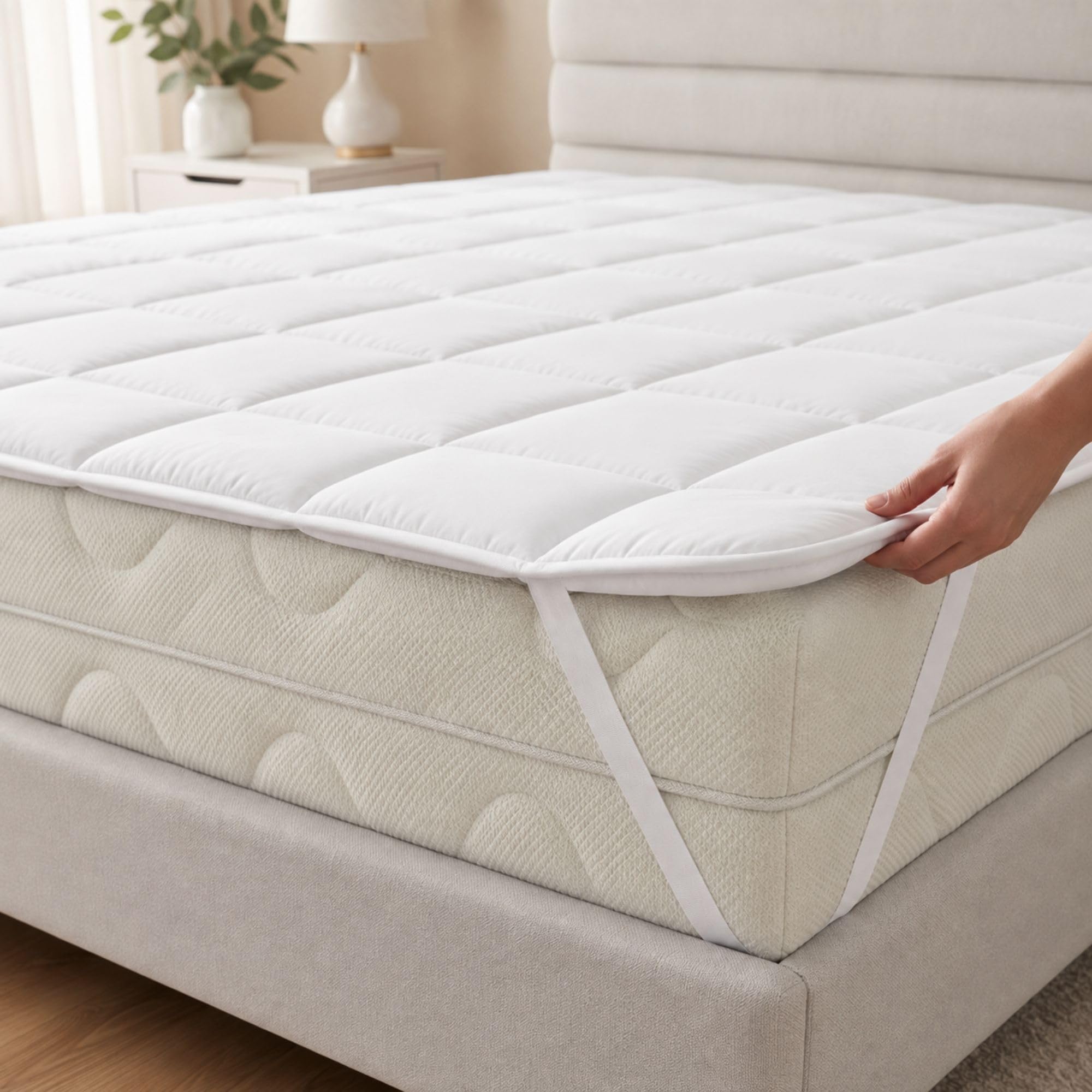 MAXIME MAISON - Topper pour lit double 180 x 190 cm, matelassé avec élastiques pour fixation, matelas double rembourrage 700 g/m², protège le matelas de l'usure et améliore la qualité du sommeil