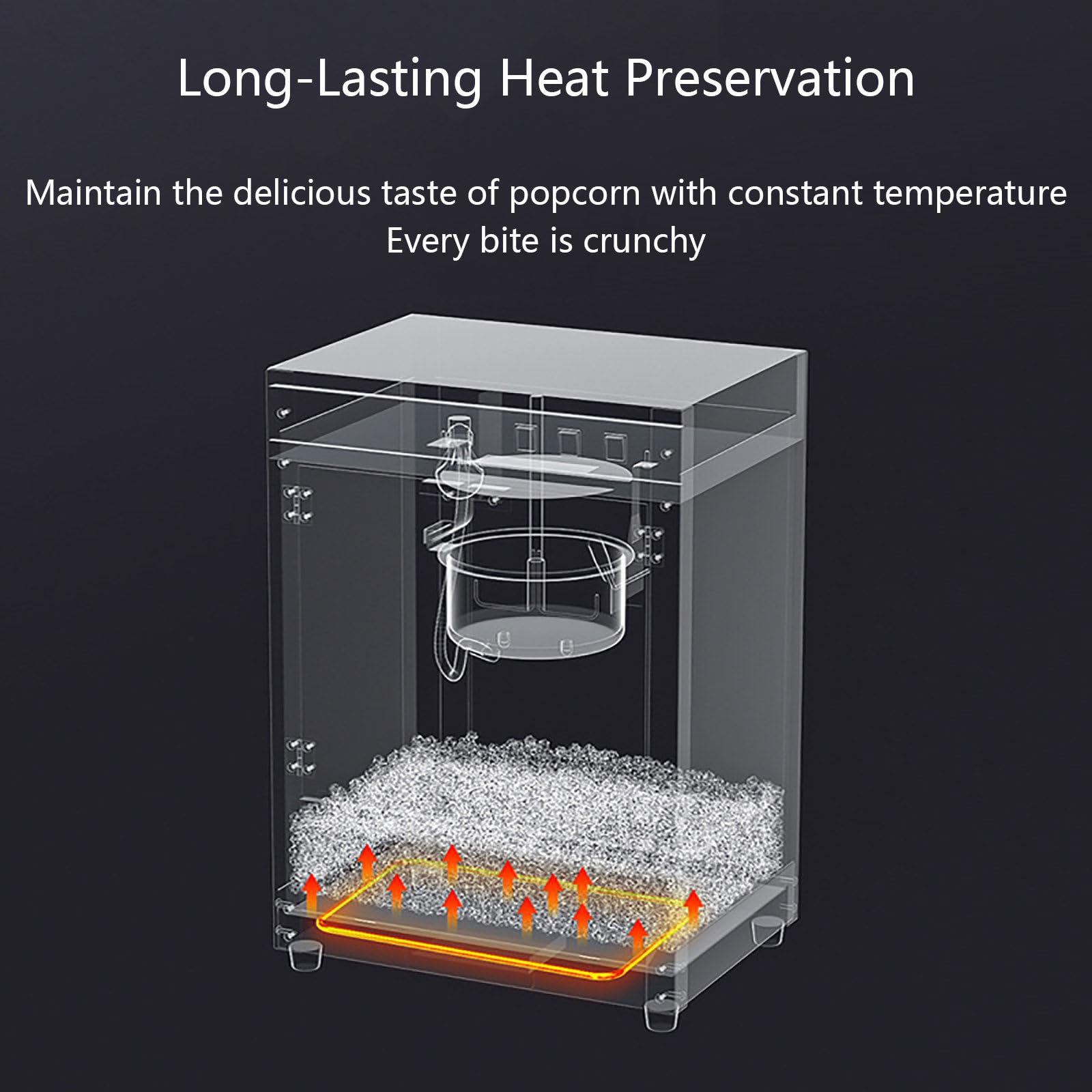 Máquina Comercial para Hacer Palomitas de Maíz, 1250 W, para Encimera, con Control de 3 interruptores y Marco de Acero, Puertas de Vidrio Templado