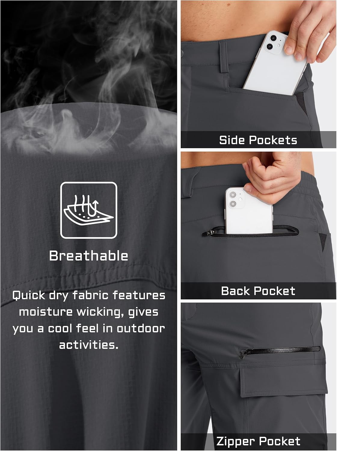 TACVASEN Men's Summer Outdoor Shorts Quick Dry Water Resistant Cargo Casual Golf Work Hiking Shorts (NO Belt) - Image 5