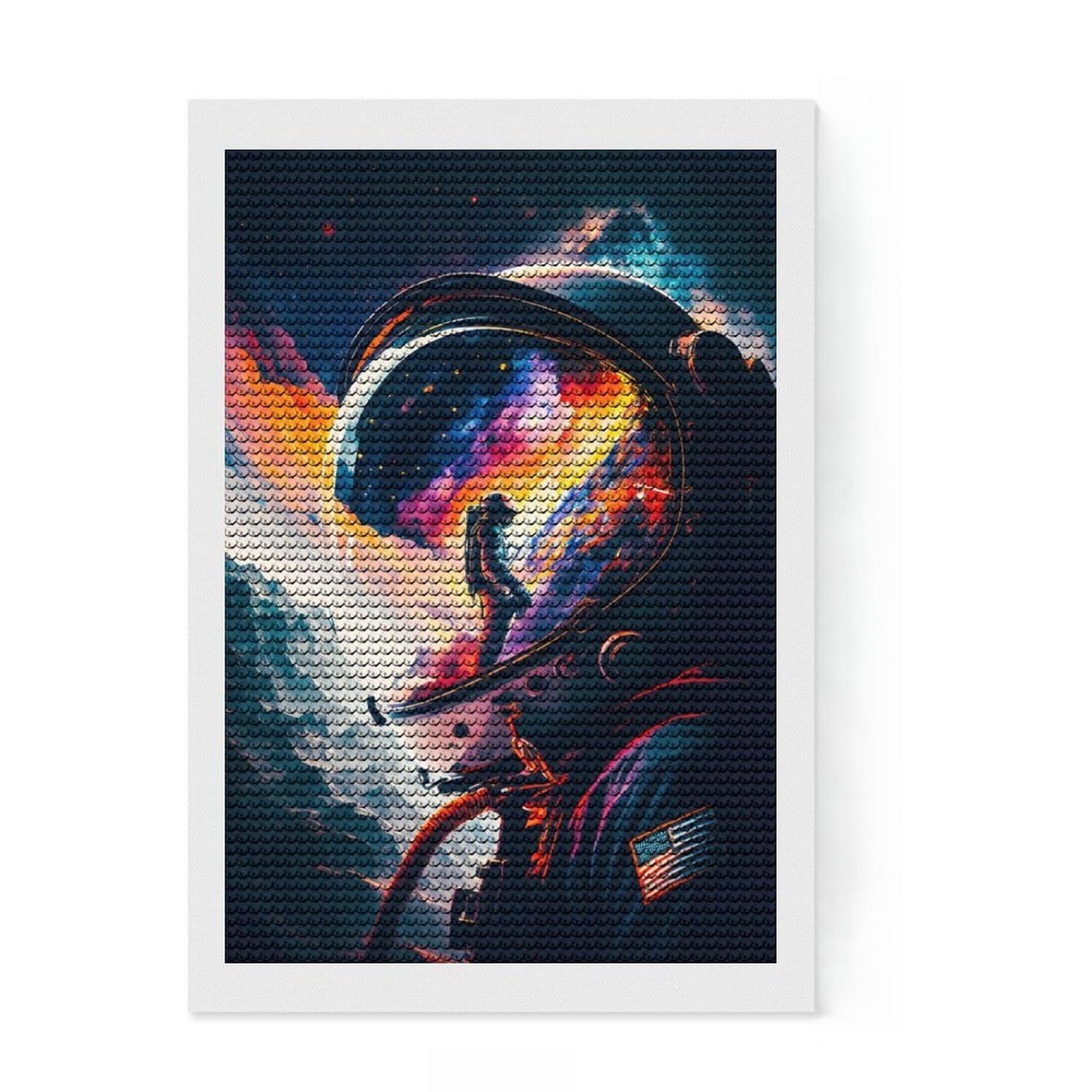 Junmoney Astronaut Portrait 07 Diamond Painting Set 8"x12", Mindful Craft Project, Cute Room Decor, with Tool Kit, Artistic Hobby, Modern Decor