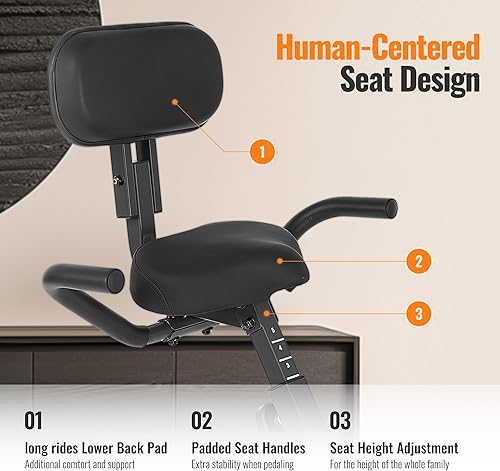 Miniatura 5 de Bicicleta estática plegable, bicicleta estática reclinada con resistencia magéntica ajustable de 10 niveles y banda de resistencia de brazo,