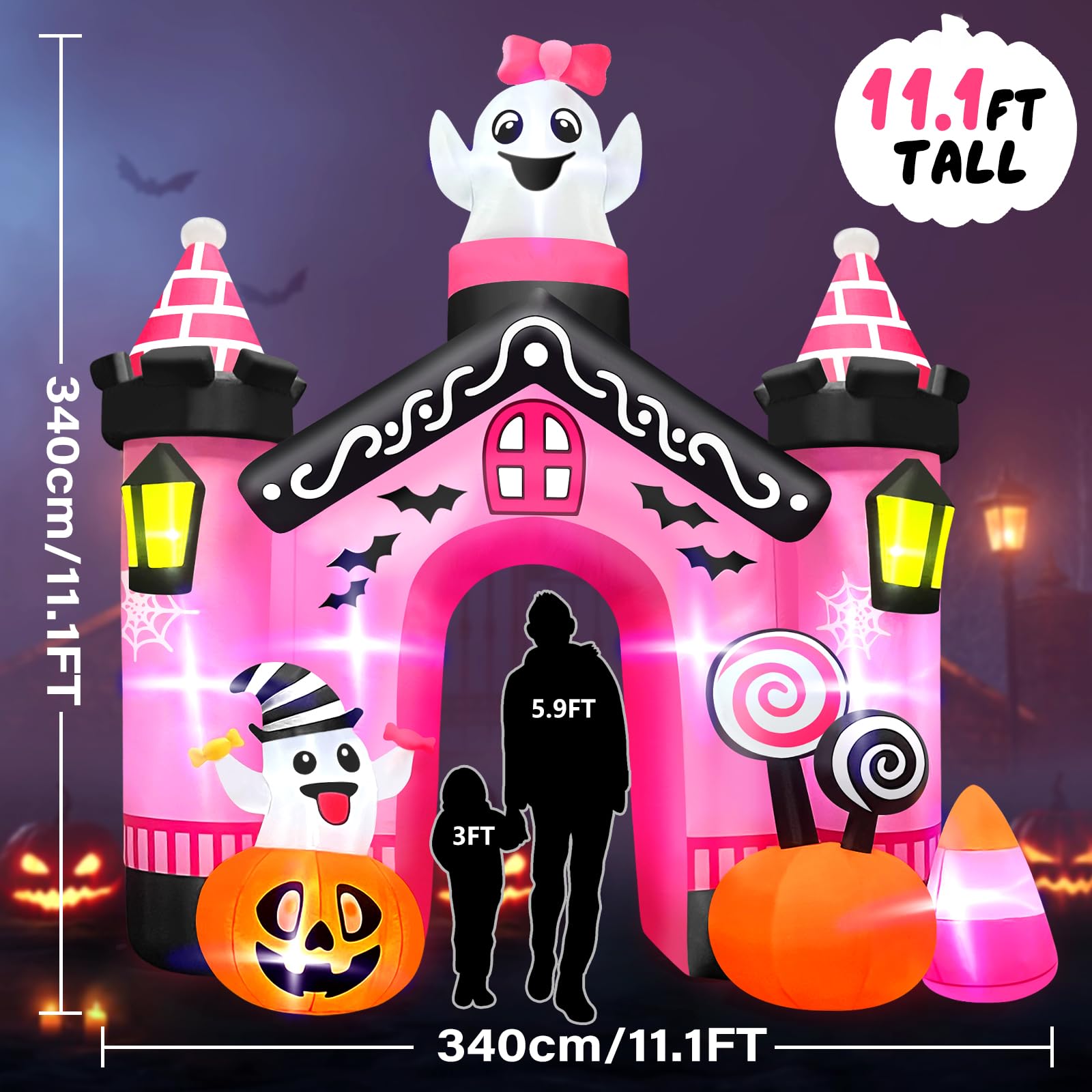 Kalolary 10Ft Halloween Aufblasbar Dekoration | Halloween Deko Aufblasbarer Riesiger Doppelspinne mit pelzigen Beinen für Außenbereich Deko Outdoor Hausgarten Garten Party
