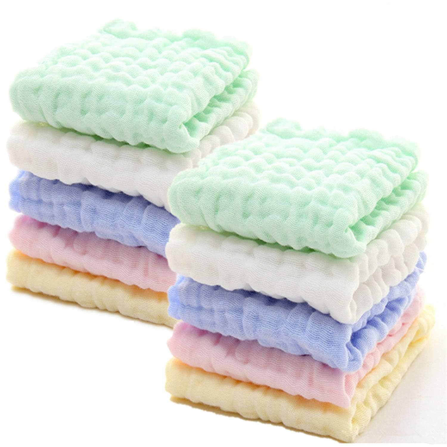 Just Goods Organic Muslin Baby Washcloths – Soft & Absorbent Natural Cotton Wipes for Sensitive Skin, Perfect for Baby Care & Showers 【30x30 cm】 (10)-picture-10