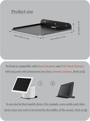 Wall Mount Shelf for Smart Speakers, Projector, Black