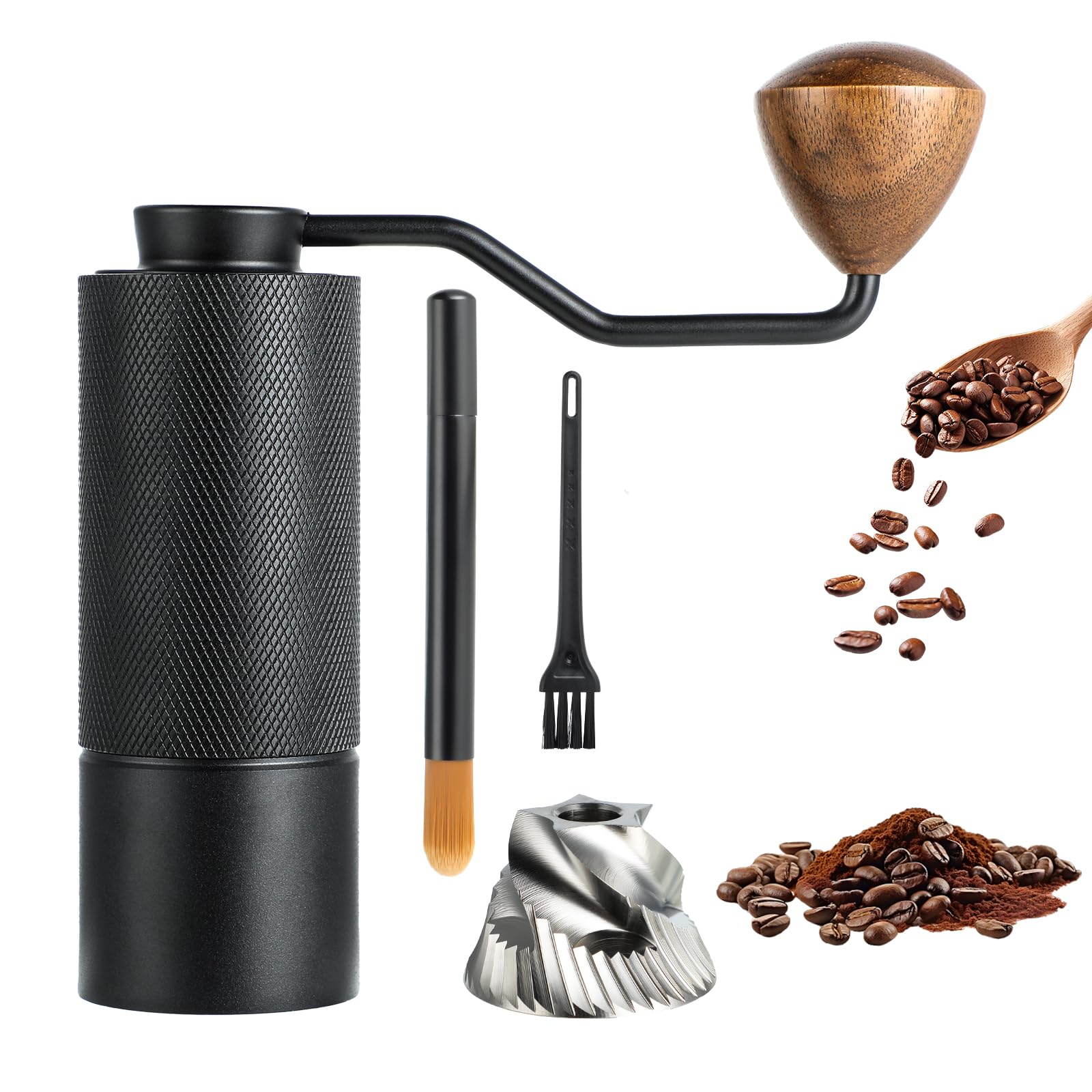 ​ISHEWUDU Manuelle Kaffeemühle, Kaffeemühle Manuell mit konischem Frässtift aus Edelstahl, Handkaffeemühle, tragbare und kleine Kaffeebohnenmühle für ISHEWUDU bis French Press