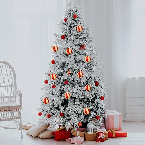 Miniatura 4 de Adornos de bola de Navidad de 2.4 pulgadas, bolas de decoración de árbol de Navidad con purpurina, esferas de Navidad, remolino, adornos colgantes