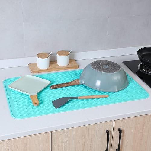 Miniatura 857 de Tapete de silicona para secado de platos para múltiples usos, fácil de limpiar, ecológico, resistente al calor, tapete de silicona para encimera