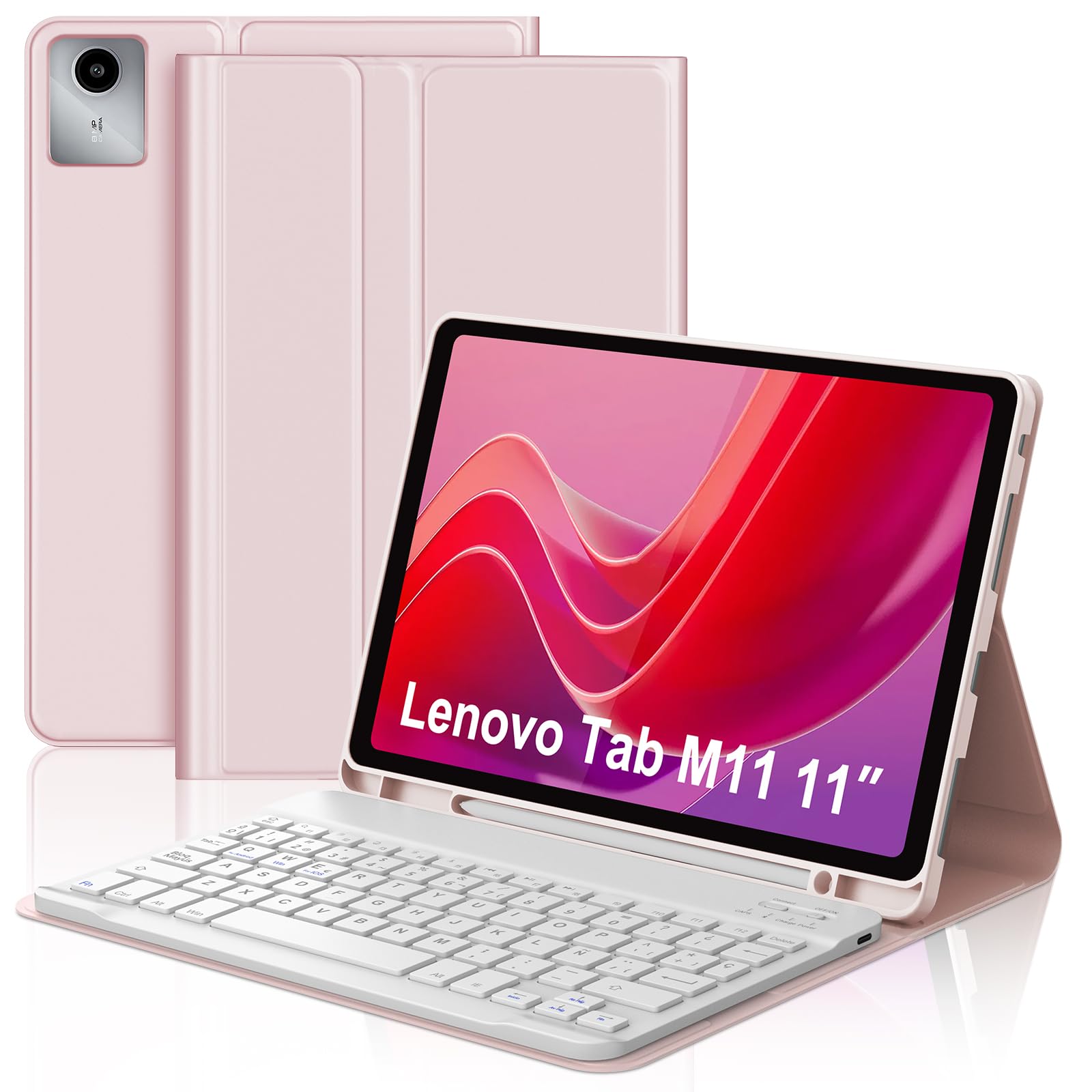 Clavier Bluetooth Lenovo Tab M11 AZERTY magnétique rose - 8
