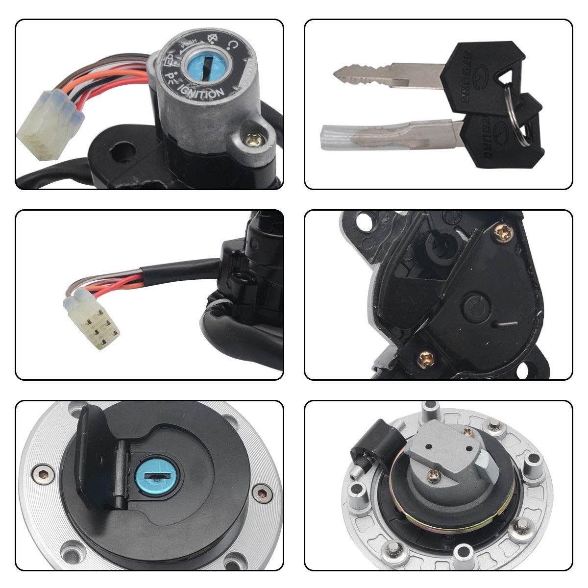 Riloer Coperchio Tappo Gas con Serratura a Chiave Set Accessori Moto Adatto per Suzuki GSF1200 Bandit 96-05, GSF600 96-99