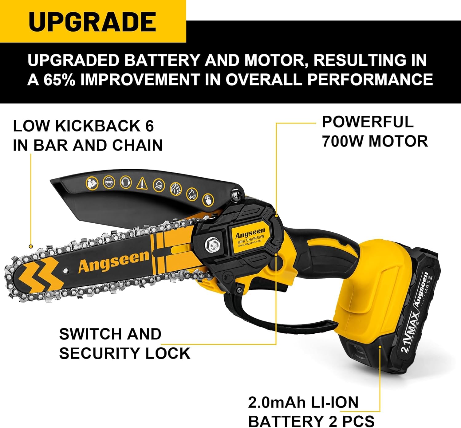 Mini Chainsaw Cordless 6 Inch, Electric Handheld Chain Saw with 2 Batteries & 2 Chains, for Tree Trimming, Wood Cutting, Home & Garden Tool Gift