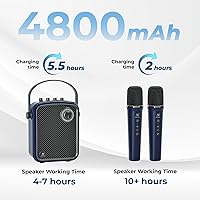 Vista 5 de Amplificador de voz inalámbrico con 2 micrófonos inalámbricos, micrófonos y juego de altavoces, micrófonos para profesores para cantar, máquina