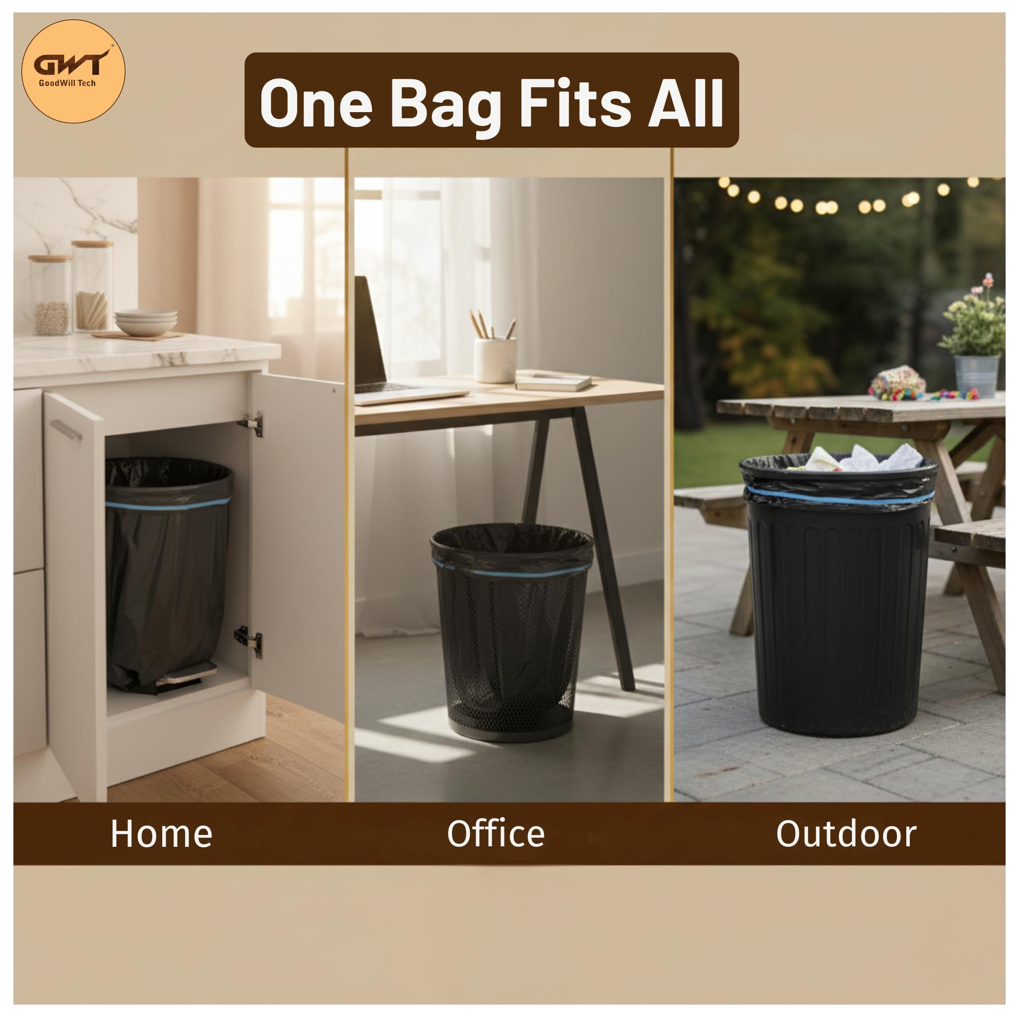 GoodWill Tech Metal Mesh Waste Dustbin with Garbage Bags Combo | 9.4L Small Black Dustbin for Home, Kitchen & Office | Durable Mesh Bin + Trash Bag Roll (Combo - 1 Dustbin + 1 Garbage bag Roll) 4