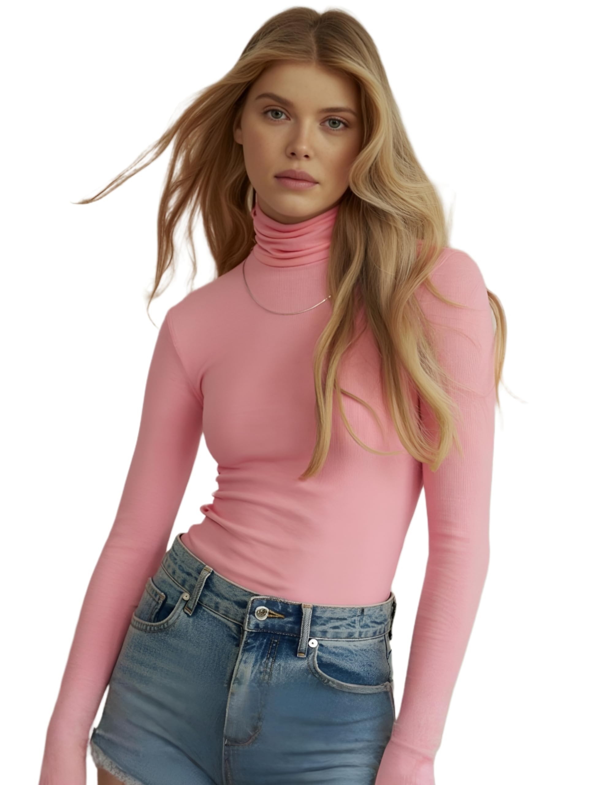sightbomb SOFTLINE Ruched HIGH Neck Long Sleeve Cuddle Baby Tee, Feather Touch Afford LUX Limited Edition Microfiber TOP for Women-picture-17