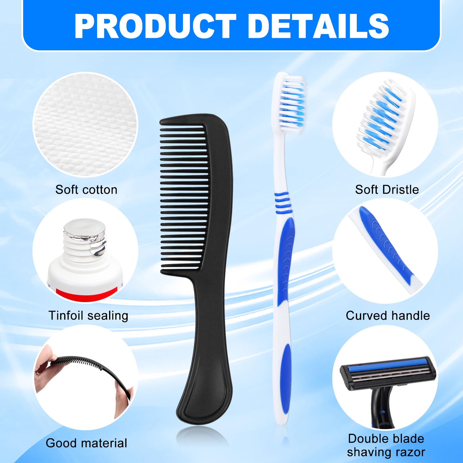 Kits de toilette de base, emballés individuellement, hygiène personnelle en vrac fournitures d'emballage de soins pour sans-abri