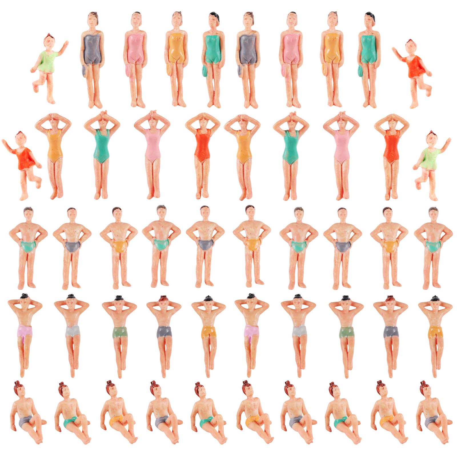 Figurines maillot de bain 1:50 pour maquette ferroviaire et plage - 50 pièces