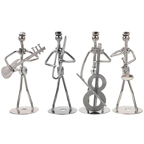 ARTIBETTER Musician Decorative Sculpture, Set of 4 Accent Figurines, Iron