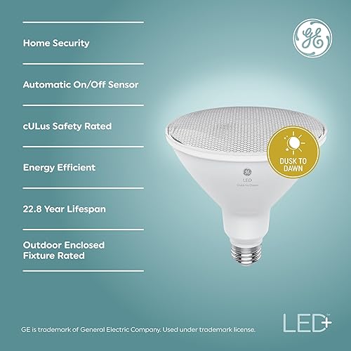 Miniatura 2 de GE LED+ Bombillas LED del atardecer al amanecer, 15 W, luz de encendidoapagado automático para exteriores, luz diurna, reflector PAR38 (paquete de 3)