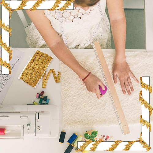 Miniatura 6 de FINGERINSPIRE Cinta trenzada dorada de poliéster de 14.22 yardas de 78 pulgadas de ancho con lentejuelas, adorno de encaje de lentejuelas, apliques