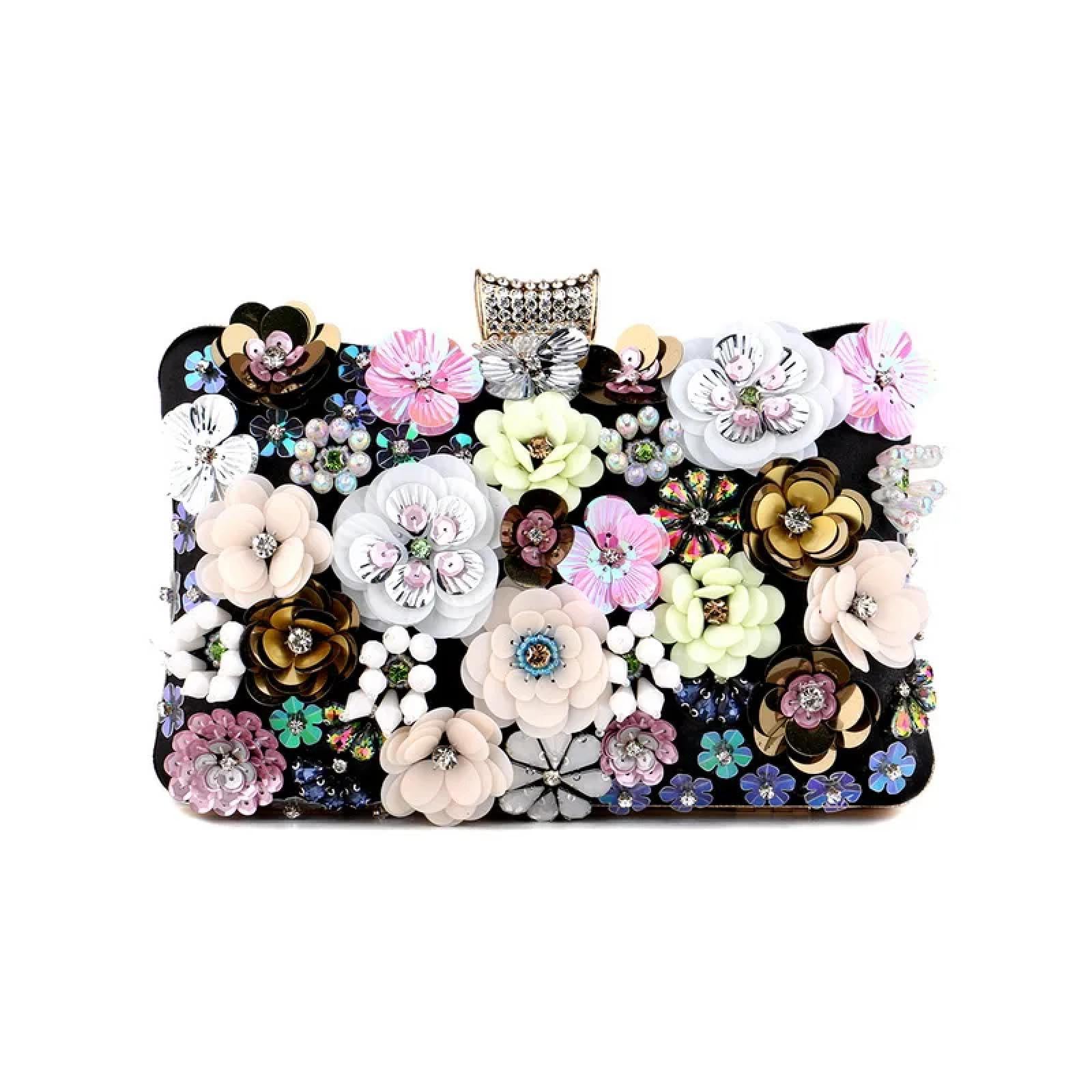 Abendtasche Damen Clutch Blumen Süßigkeiten Farbe Frauen Abend Taschen Hochzeits Party Event Clutch Metall Strass Handtaschen Perlen Tasche