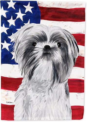 Miniatura 18 de Caroline's Treasures SS4017GF Bandera de Estados Unidos con Bulldog Inglés para jardín, bandera decorativa para patio exterior, patio, parterres,