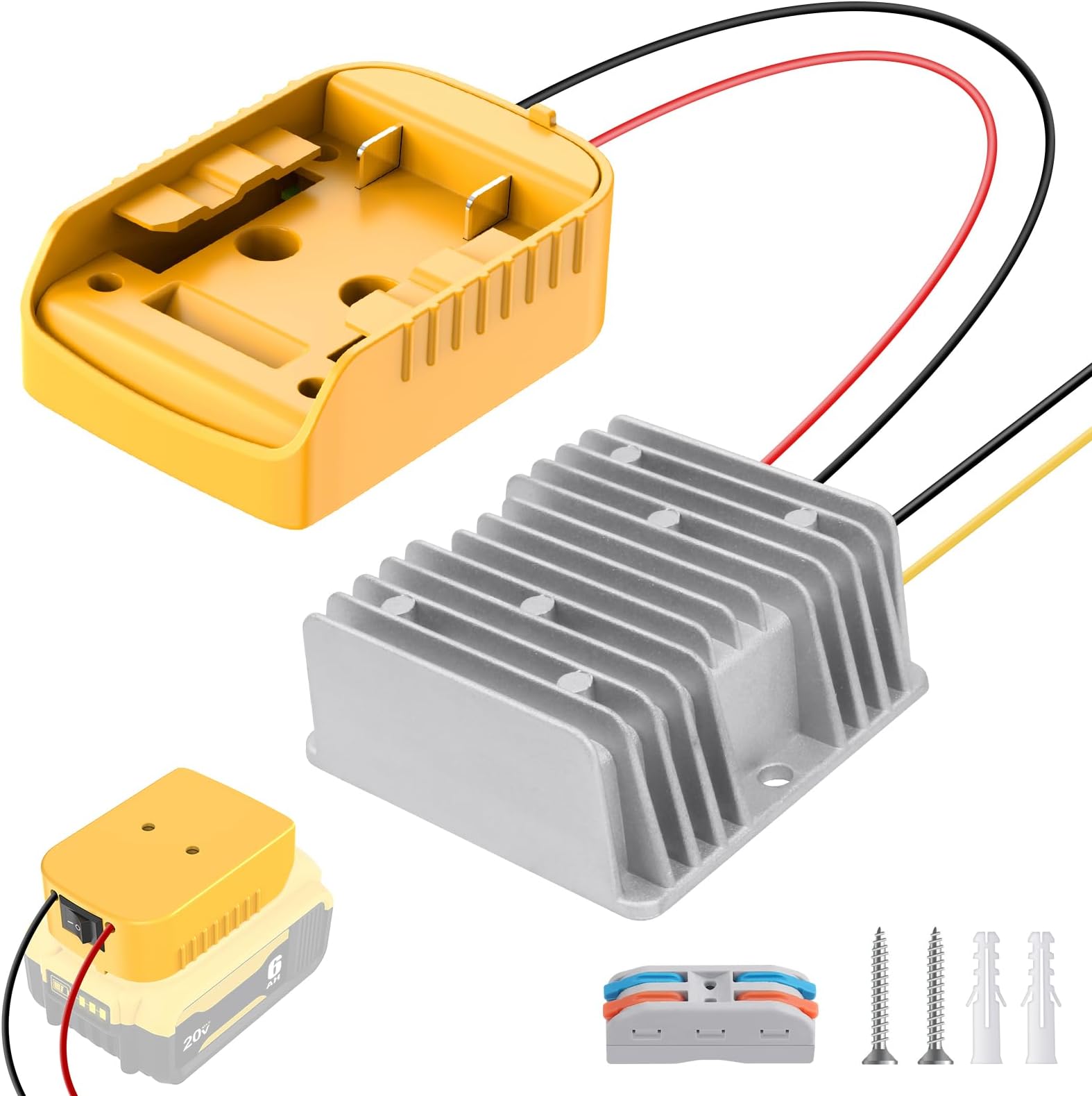 20V to 12V Step Down Converter Aadpter for Dewalt 20V Battery DC