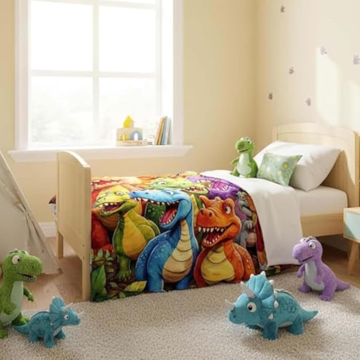 Cute Smiling Dinosaurs HD Digital Print Flannel, Funny Smiling Dinosaur Blanket, Personalized 3D Dino Blanket, Cozy Warm Animal Theme Couch Bed Sofa Nap Throw for Boys Christmas Home Decor (71"x59")