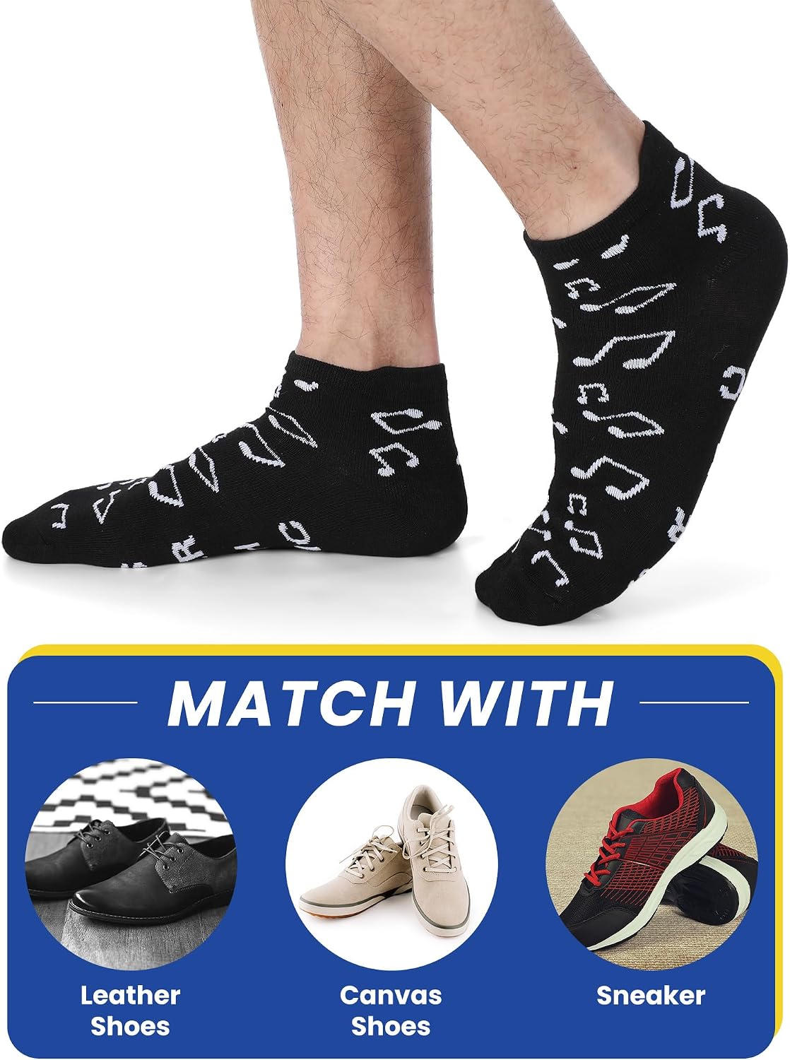 Shyyween 10 Pairs Funny Music Socks Father's Day Birthday Gift for Men Novelty Cotton Casual Ankle Socks Music Lover Gifts for Musicians Teacher Graduation Students