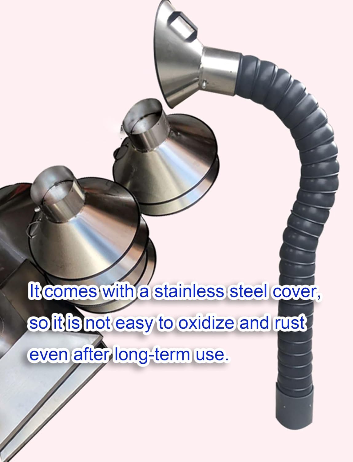 High-Temperature Flexible Exhaust Hose for Fume Extractor & Soldering - Durable POM Material, Ideal for Industrial Dust Collection & Smoke Extraction (200mm/7.9in, 150cm/4.9ft)