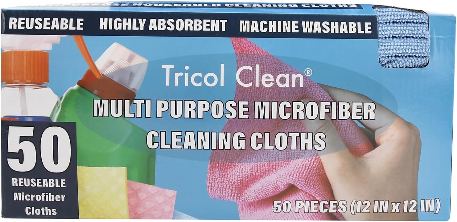 Tricol Clean Profesional Resuable Lint Free Microfiber Edgeless Cleaning Cloth Cleaning Rags,Absorbent Microfiber Wipes for Housekeeping, Car Cleaning(12 * 12 Inches) (blue1)