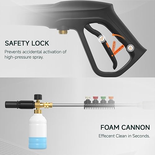 Miniatura 8 de Giraffe Tools Lavadora a Presión Montada en Pared con Manguera Desmontable de 100 pies, Máx. 2900 PSI 2.2 GPM Lavadora a Presión Eléctrica con Motor