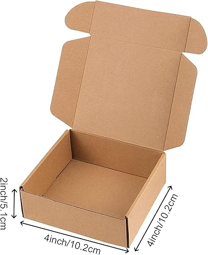 Miniatura 2 de HAKZEON Paquete de 100 cajas de envío marrones de 4 x 4 x 2 pulgadas, cajas de cartón corrugado, cajas de regalo pequeñas de cartón a granel, cajas