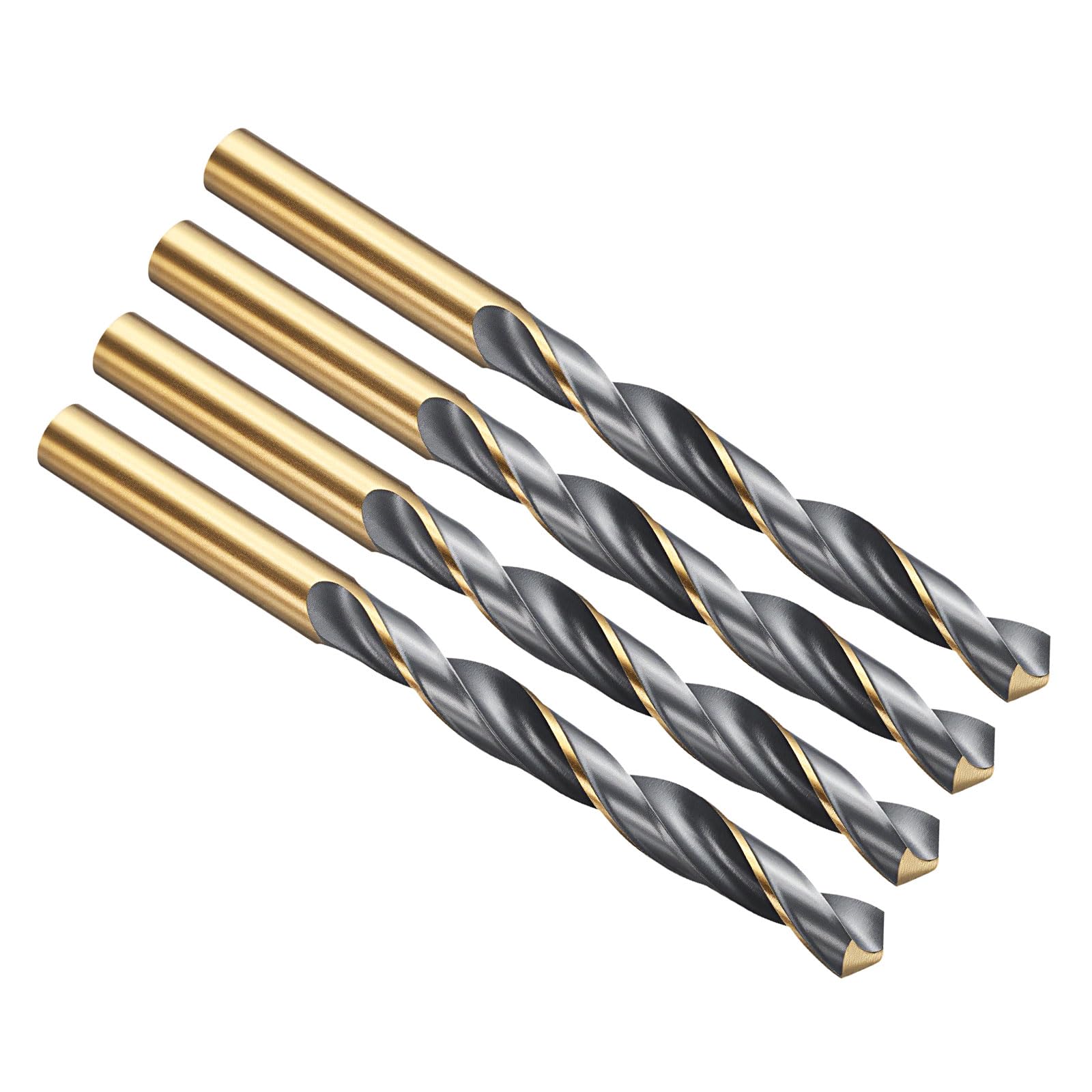 PATIKIL 10mm Drill Bit, Jobber Straight Shank 4341 High-Speed Steel 118° Black and Gold Finish for Medium-hard Metal Steel Acrylic - 4 Pack