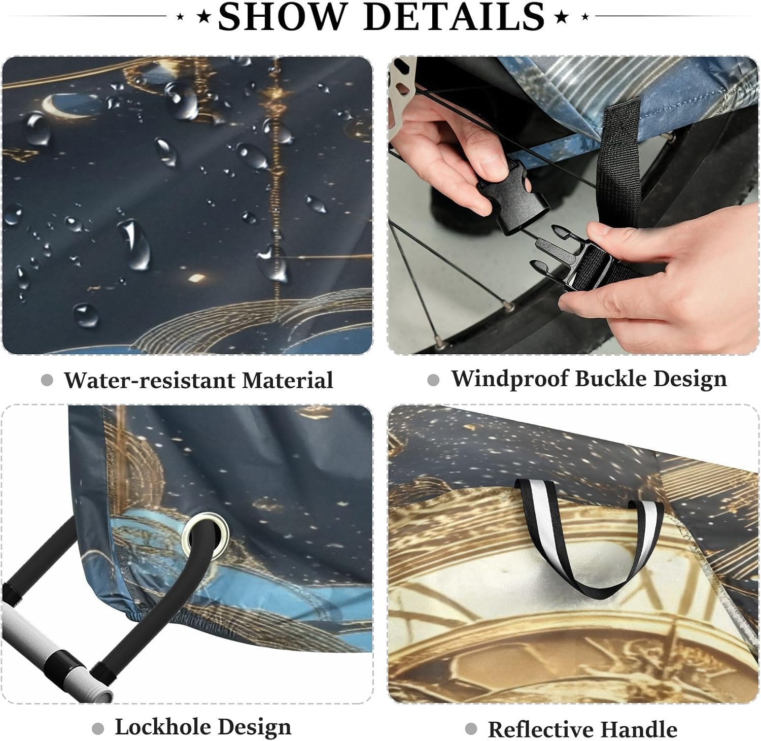 ALAZA Clock Dreamcatcher Sun Moon Star Bike Cover Waterproof Outdoor Ebike Bicycle Covers Tarp Protection for 1/2 Bikes, Sun UV Dust Wind Proof