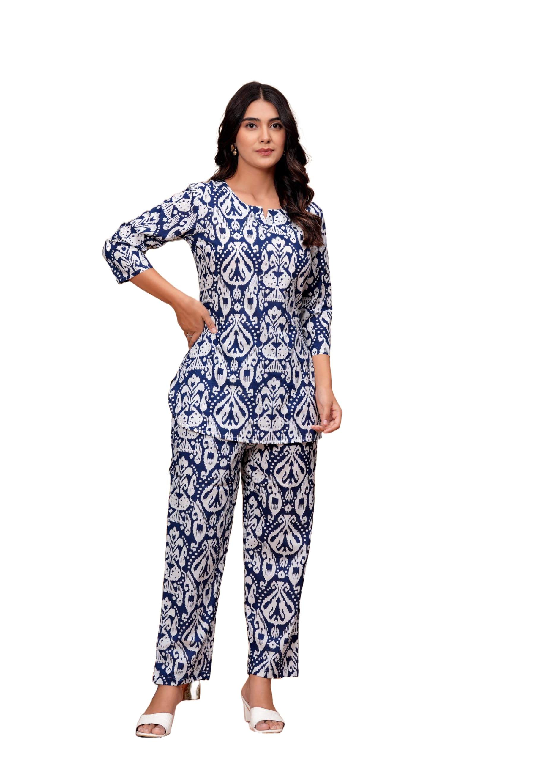 Women's Floral Printed Kurta with Palazzo Set for Women |Material: Pure Cotton-image-44