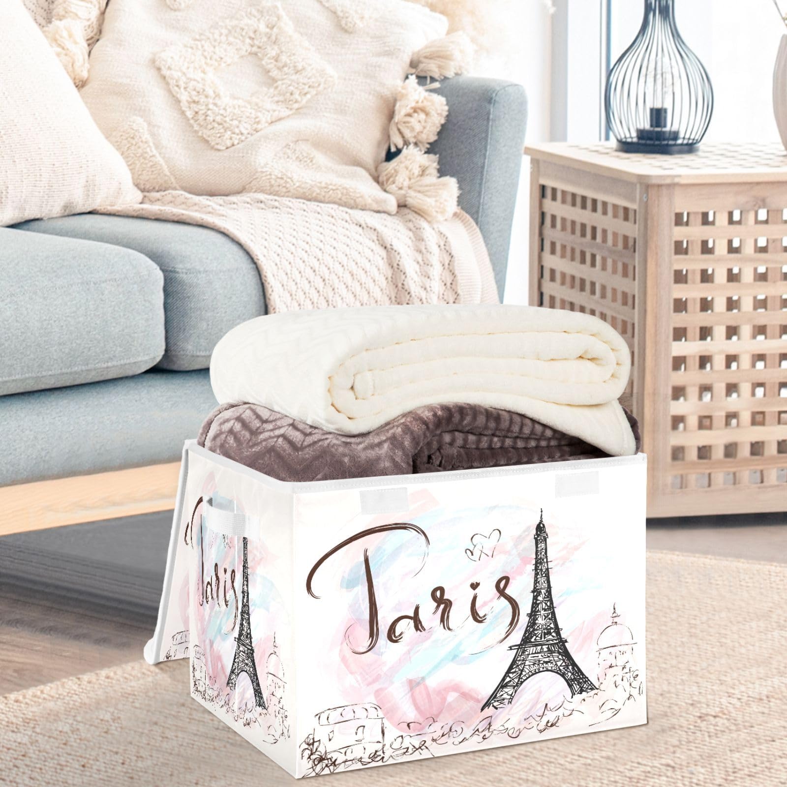 Amazon｜CaTaKu ヴィンテージエッフェル塔パリストレージビン 蓋