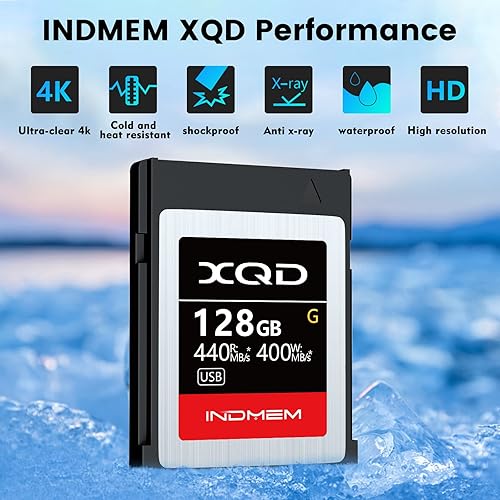 Miniatura 2 de INDMEM Tarjetas de memoria XQD de 128 GB, 5 tarjetas de memoria flash MLC XQD de alta velocidad Serie G  Lectura máxima de 440 MBs, escritura máxima