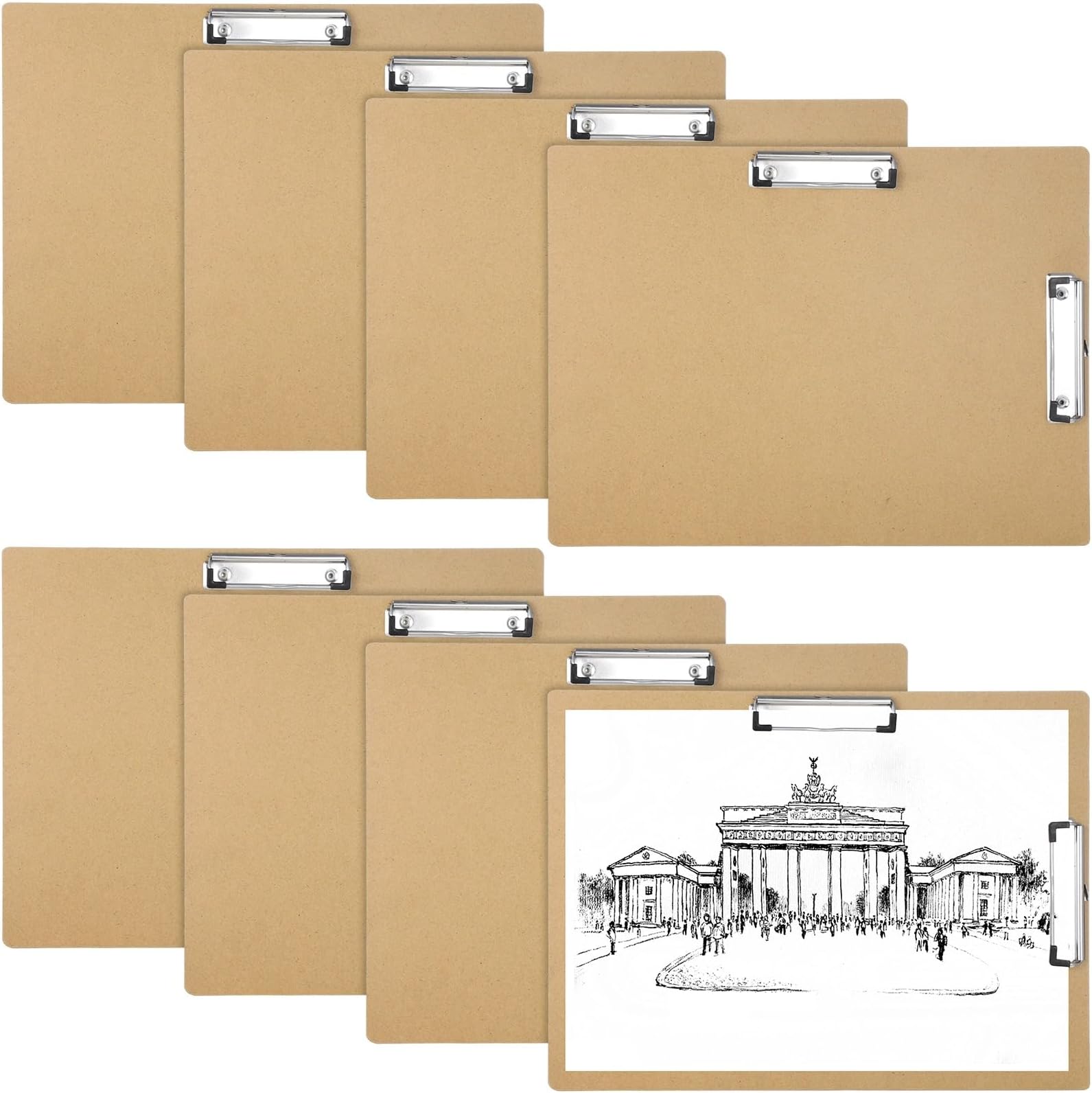 4-Pack Extra Large 11x17 Clipboards - Wood With Low Profile Clips For Artists, Students & Office (3mm Thick)