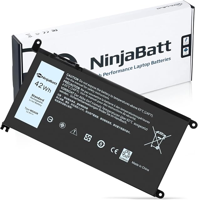 NinjaBatt Battery Compatible with Dell WDX0R P69G Inspiron 13 15 5000 7000 5567 7579 5578 5570 5568 7569 5579 5565 7573 13 7378 5378 7368 5379 5368 7375 17 5767 Y3F7Y - [42Wh/11.4v]