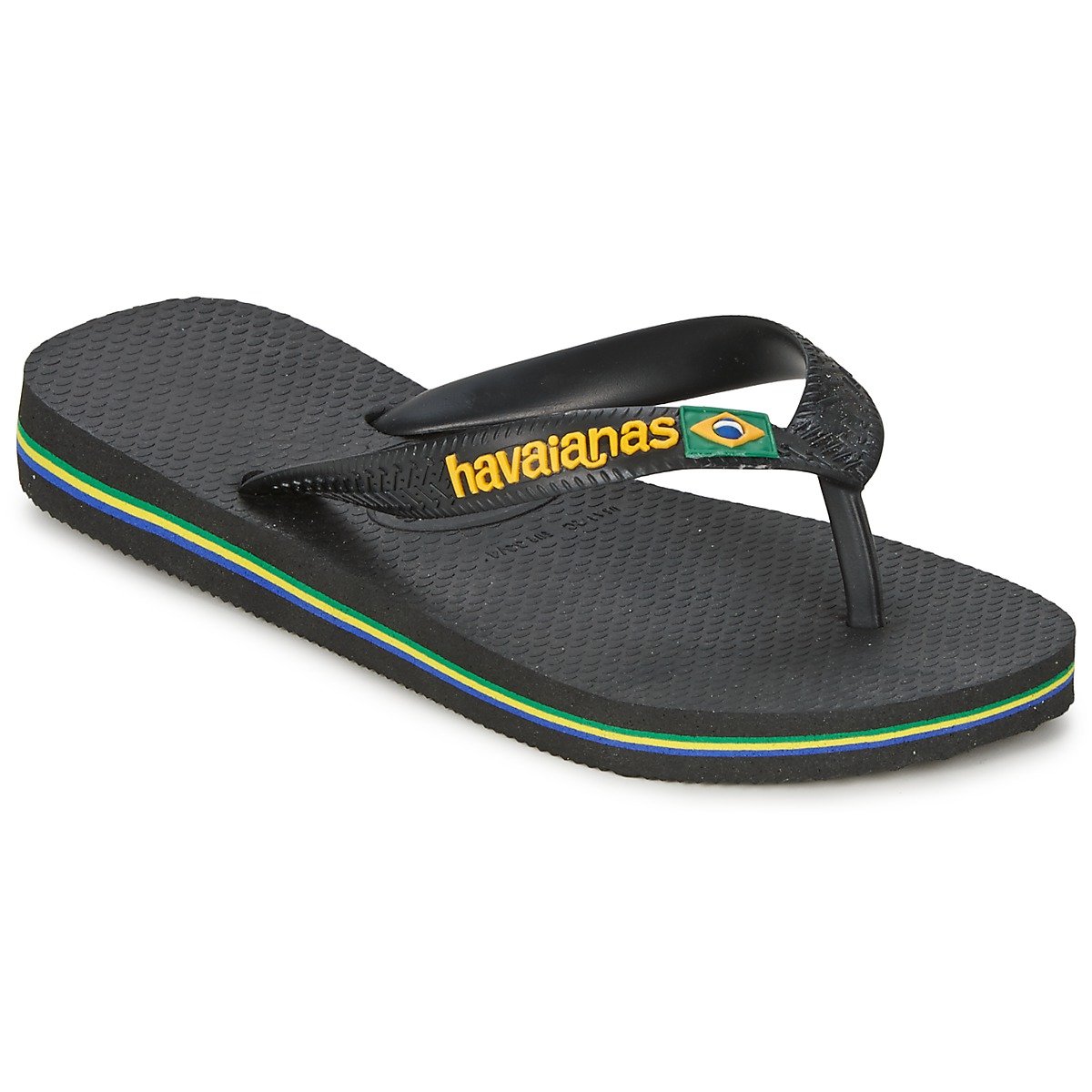 Havaianas Brasil Logo (Mini Me) Unisex Kids FlipFlop Black/Black 12/13 UK Child