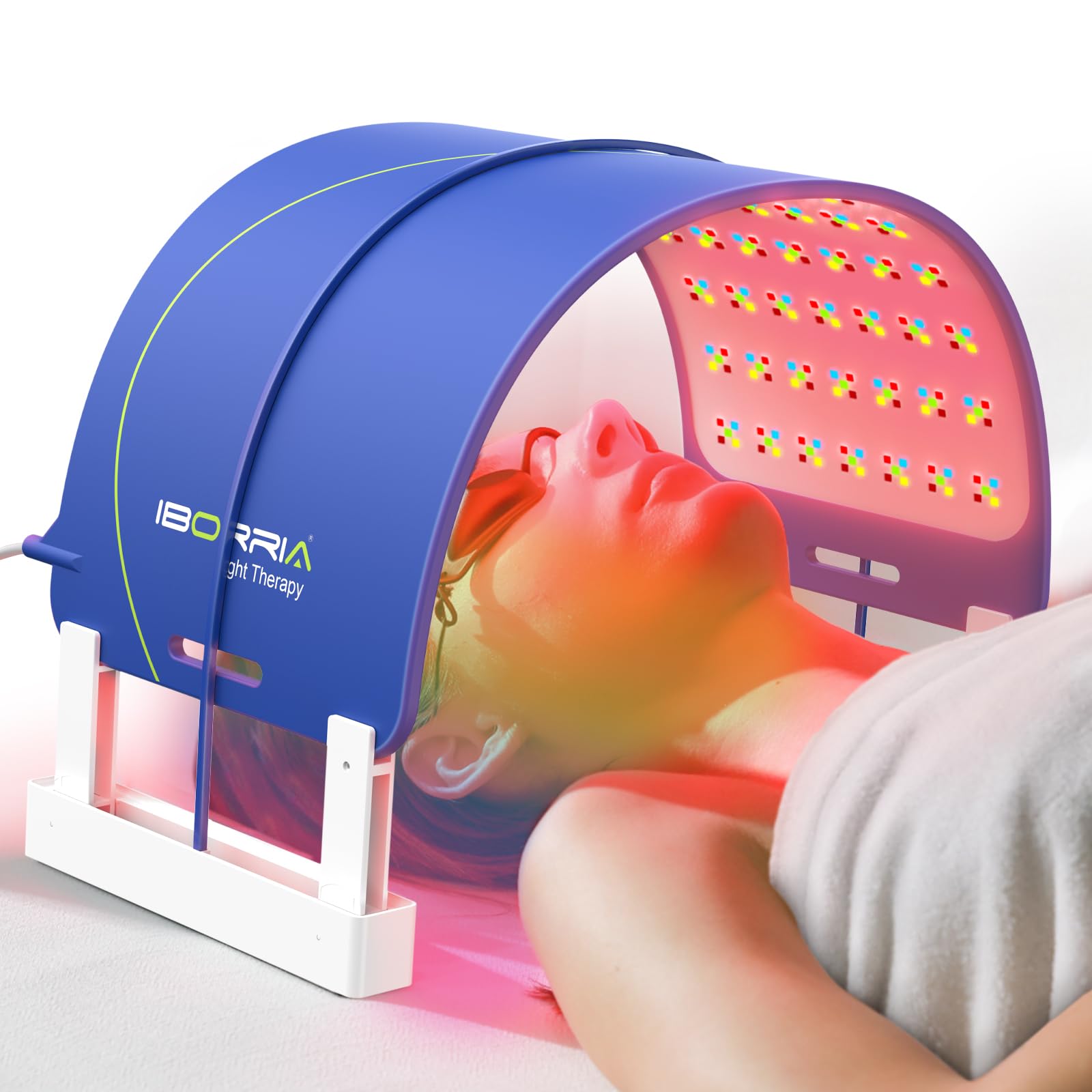 AuraCure LED Rotlichttherapie Panel für Gesicht & Körper – 490 Hochleistungs-LEDs, 5 Wellenlängen, 3 Intensitäten, 3 Timer 15/20/30 Min, 48W (Blau)
