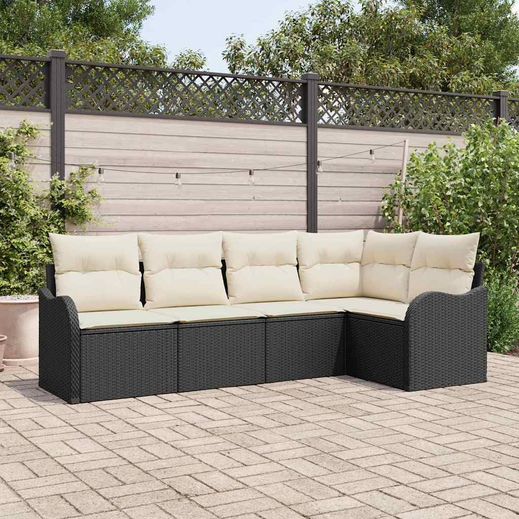 Canapé de jardin avec stockage 5 pcs en polyrotin pour vos soirées d'été
