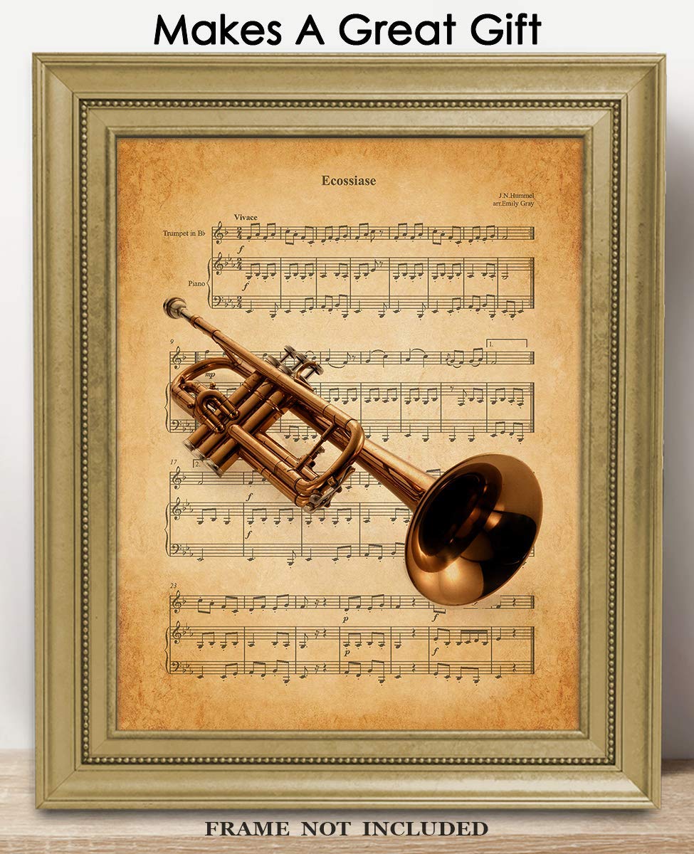 Amazon.com: Vintage Trumpet Ecossiase Music Sheet: Aesthetic Wall