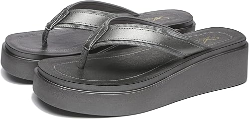 Miniatura 5 de Athlefit Women's Platform Flip Flops Comfortable Slip On Flatform Wedge Thong Sandals
