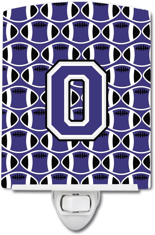 Caroline 's Treasures文字O Footballパープルとホワイトセラミックナイトライト、6 x 4インチ