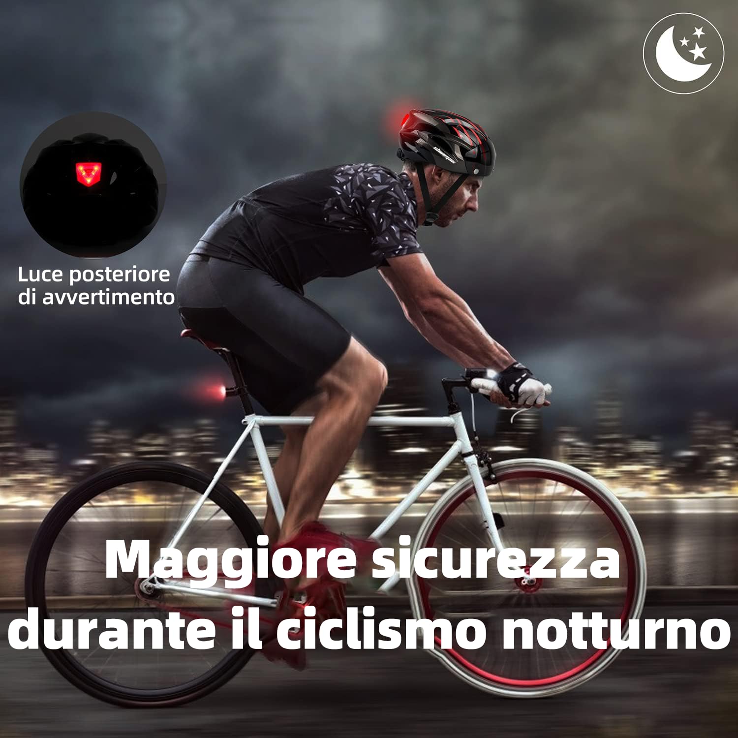 Shinmax Casco Bici Uomo Donna con Luce di LED Casco MTB con Visiera Magnetica Staccabile Shield Caschi Bici Leggero Casco da Bicicletta Unisex Adulto Caschetto Bici Ciclismo Regolabile 56-62cm