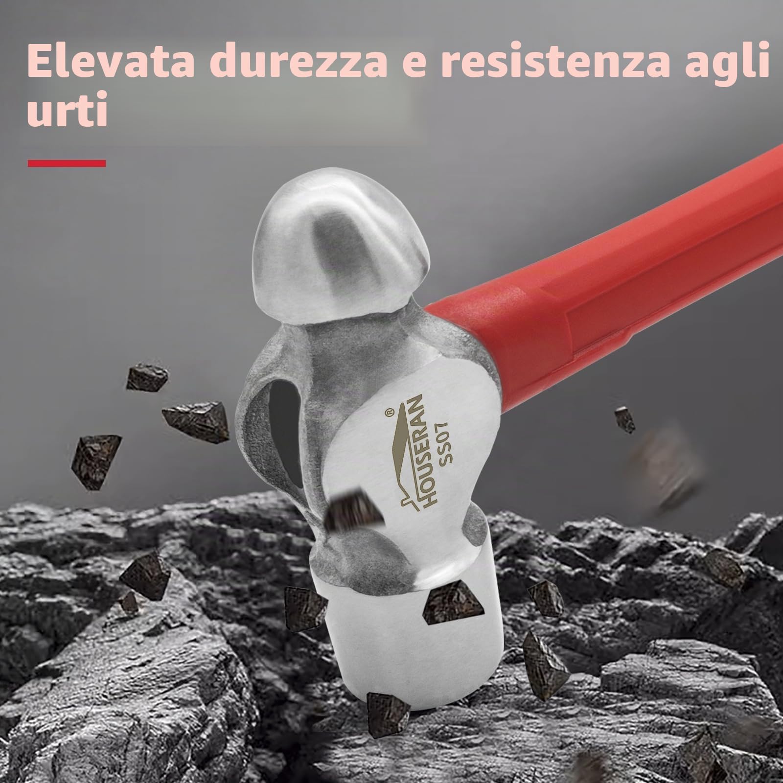Set 7 Martelli Carpentiere Penna Sfera Ingegnere con Valigetta | Set 7 martelli acciaio forgiato, include carpentiere penna sfera e ingegnere, impugnature gomma con valigetta per officina